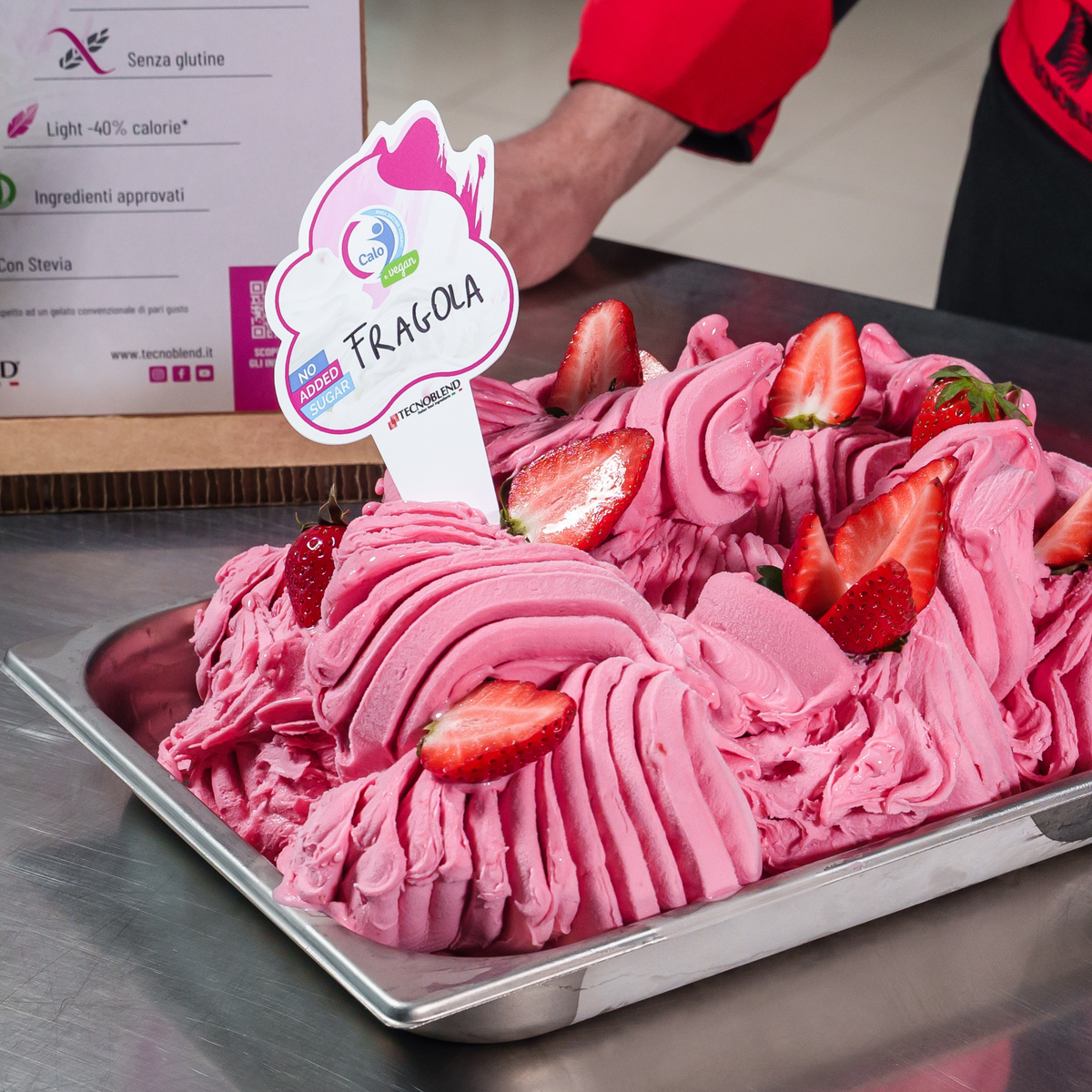 Pasta per gelato alla fragola senza zuccheri aggiunti, senza glutine, per vegani , PASTA CALO FRAGOLA