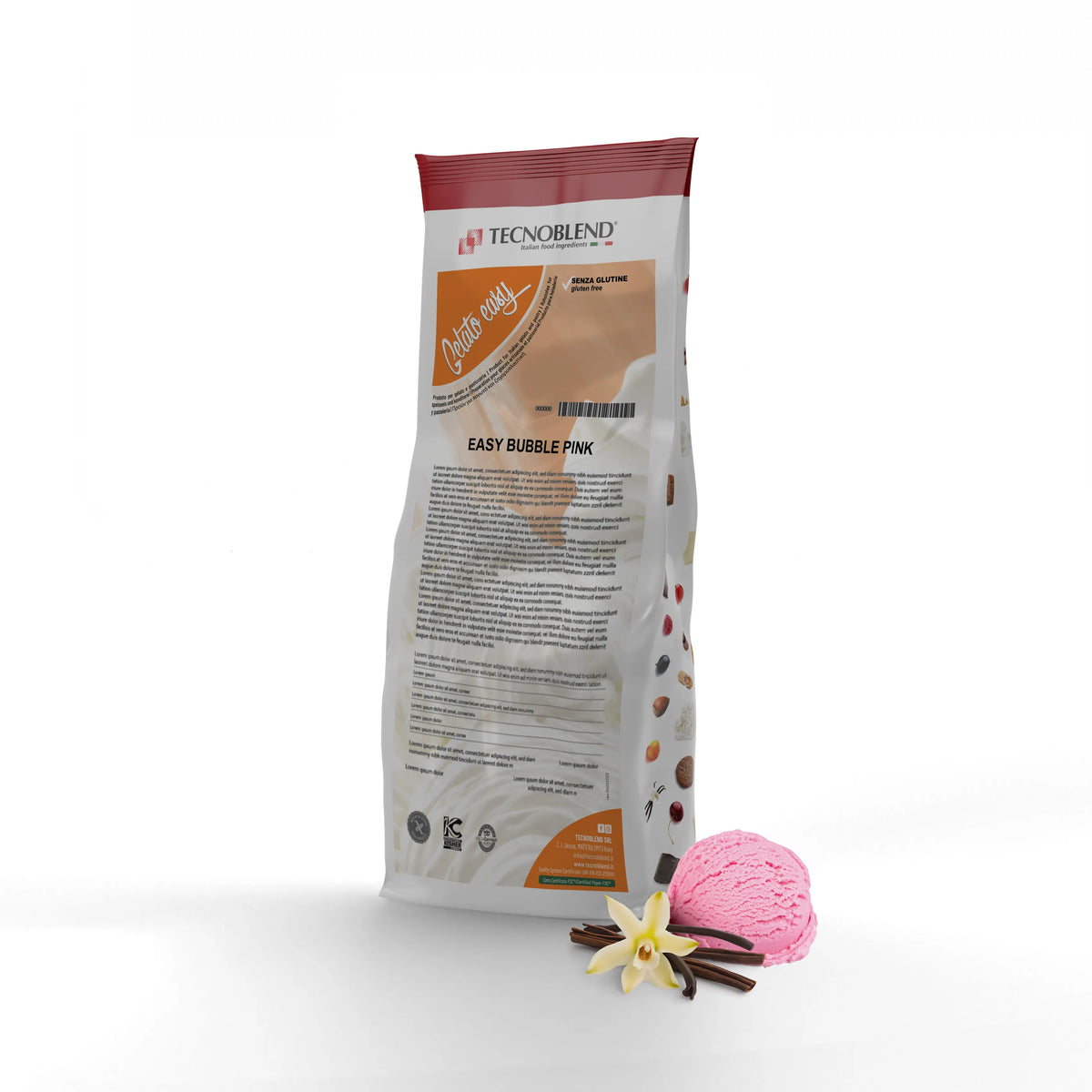 1,5kg Preparato per Gelato, senza glutine, EASY BUBBLE PINK