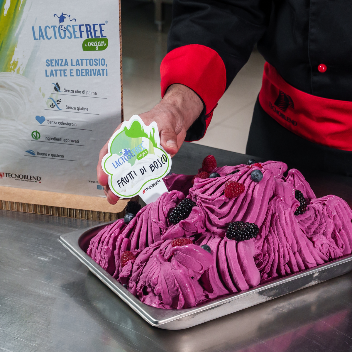Preparato per Gelato Frutti di bosco con pezzi, senza lattosio, per vegani