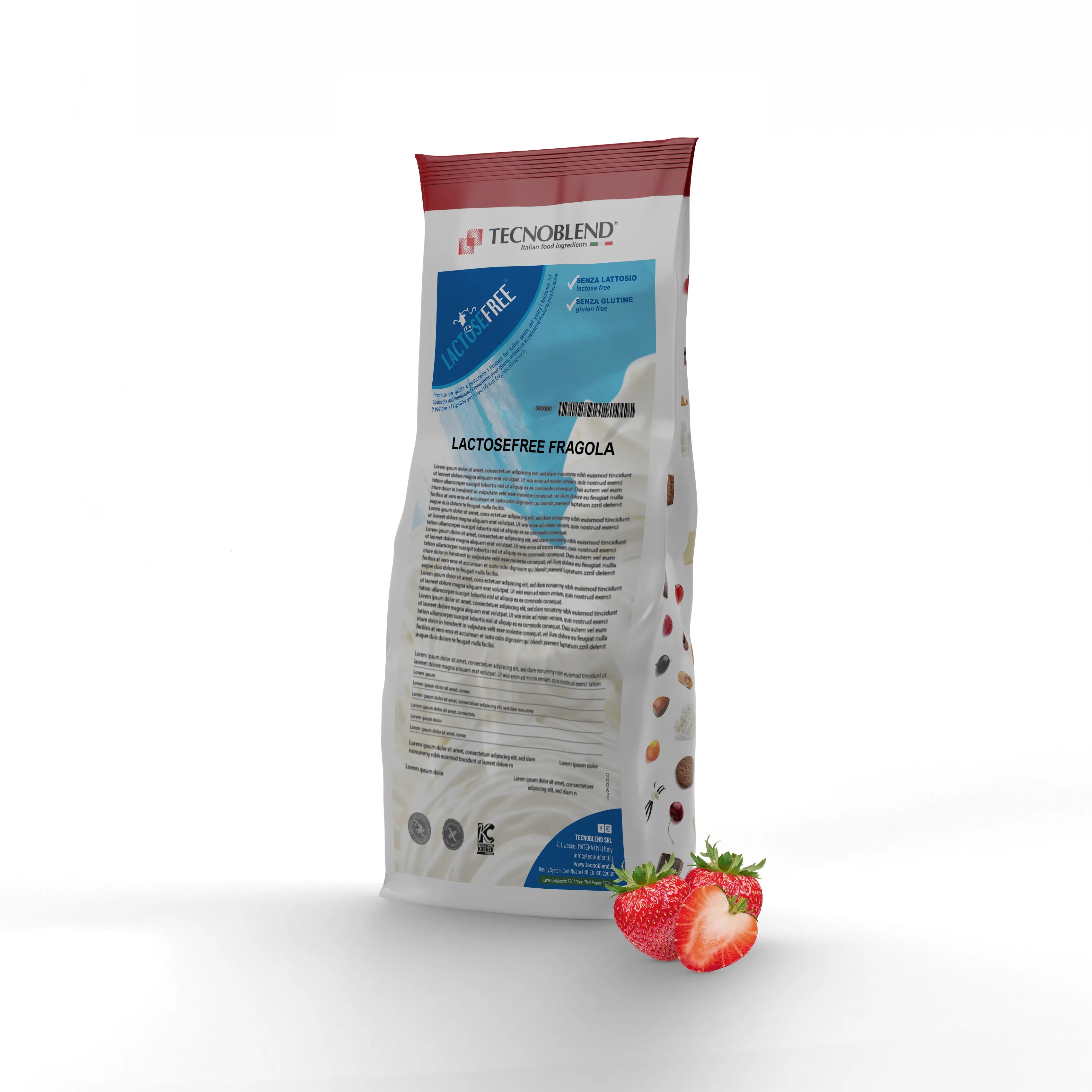 1,25 kg Preparato per Gelato alla Fragola con pezzi, senza lattosio