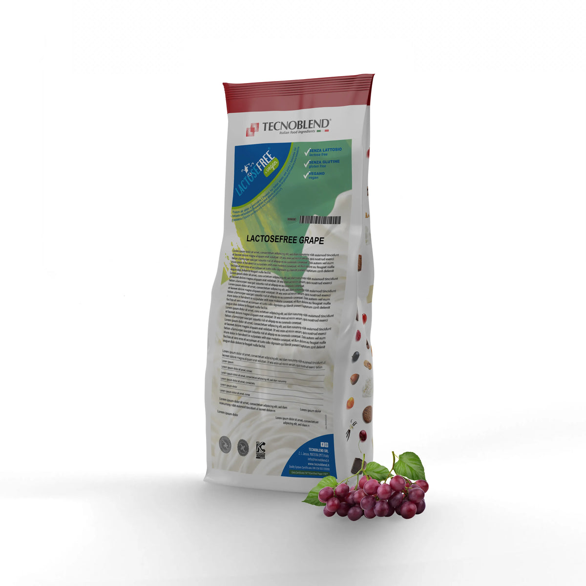 1,25 kg Preparato per Gelato all'Uva Fragola senza Lattosio, per vegani