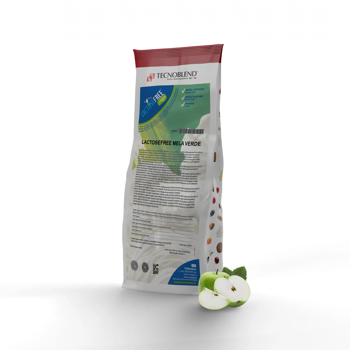 1,25 kg Preparato per Gelato alla Mela Verde con pezzi, senza lattosio, per vegani