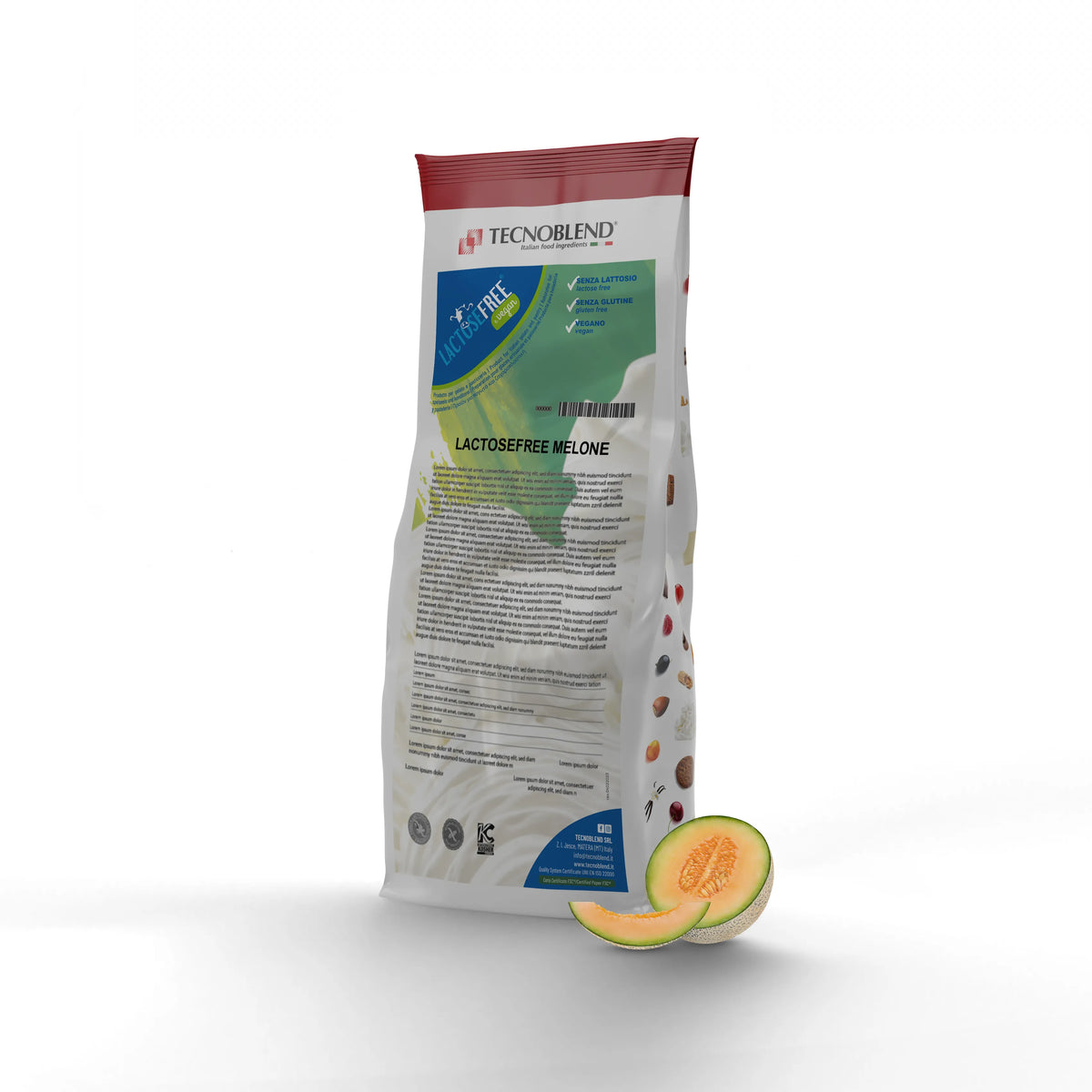 1,25 kg Preparato per Gelato al Melone con pezzi, senza lattosio, per vegani