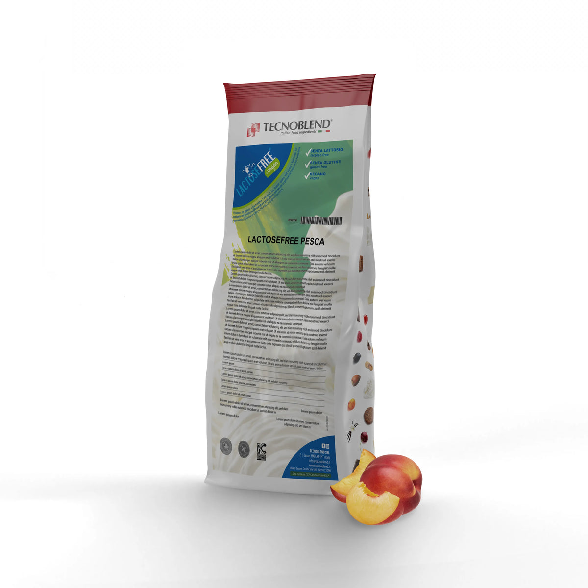 1,25 kg Preparato per Gelato alla Pesca con pezzi, senza lattosio, per vegani