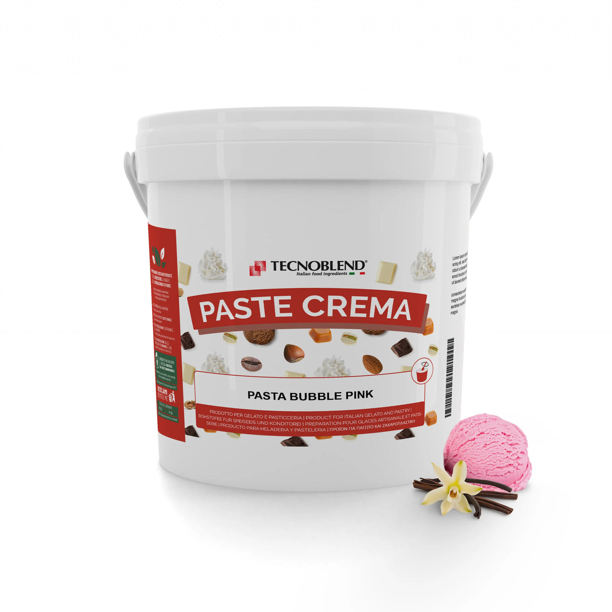 Pasta per gelato, desserts, semifreddi al gusto FRAGOLA, senza Lattosio, PASTA BUBBLE PINK