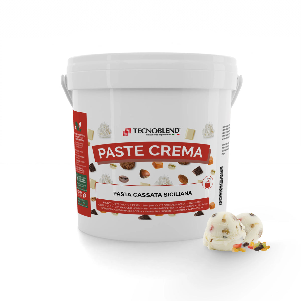 Pasta per gelato, desserts, semifreddi al gusto Cassata siciliana, senza Lattosio, per Vegani, PASTA CASSATA SICILIANA