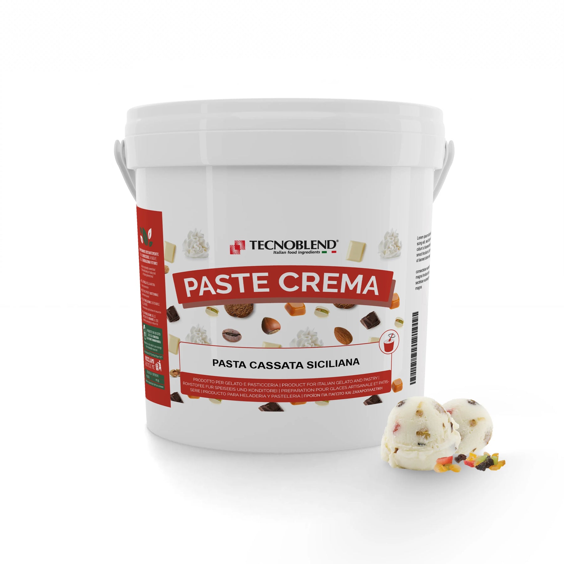 Pasta per gelato, desserts, semifreddi al gusto Cassata siciliana, senza Lattosio, per Vegani, PASTA CASSATA SICILIANA