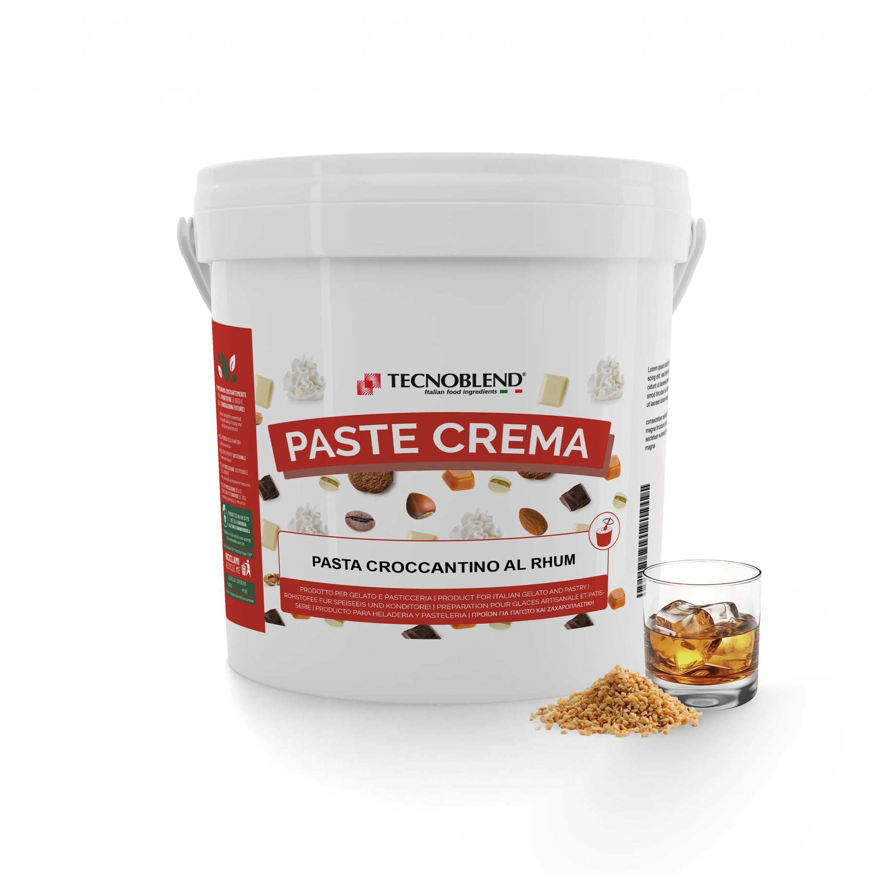 Pasta per gelato, desserts, semifreddi, senza Lattosio, per Vegani, PASTA CROCCANTINO AL RHUM