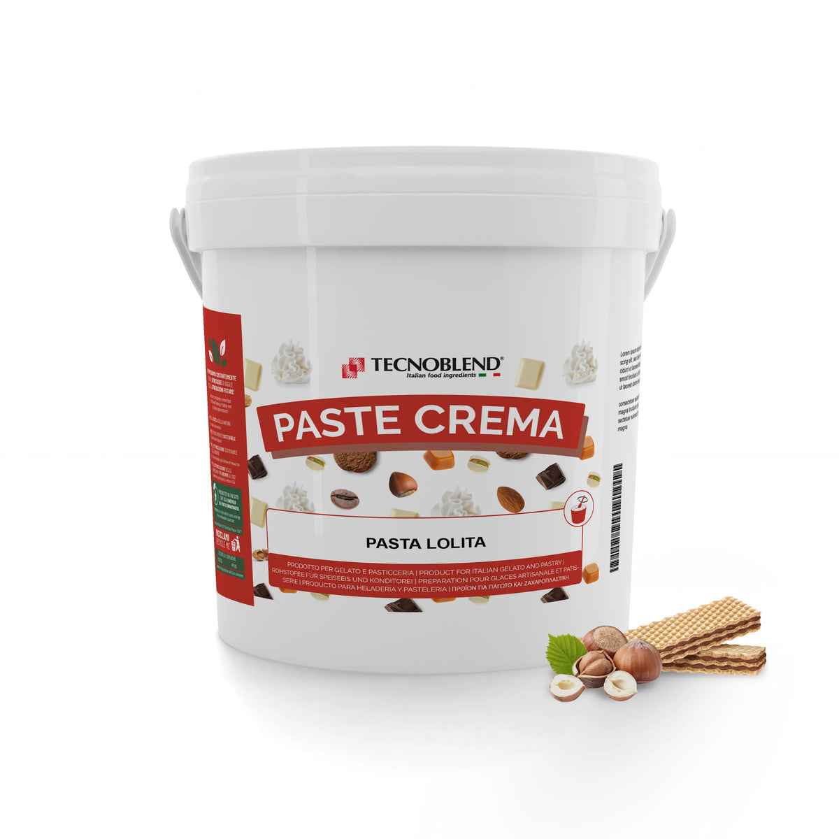 Pasta per gelato, desserts, semifreddi al gusto Nocciola e Wafer, senza Lattosio, PASTA LOLITA