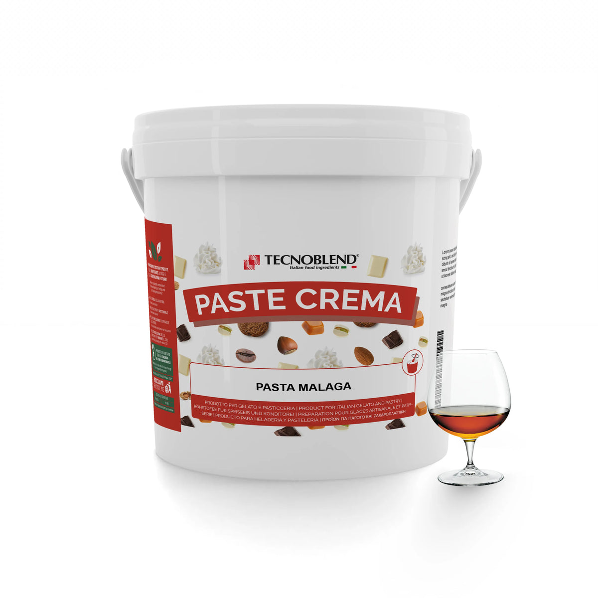 Pasta per gelato, desserts, semifreddi al gusto MALAGA, senza Lattosio, per Vegani, PASTA MALAGA