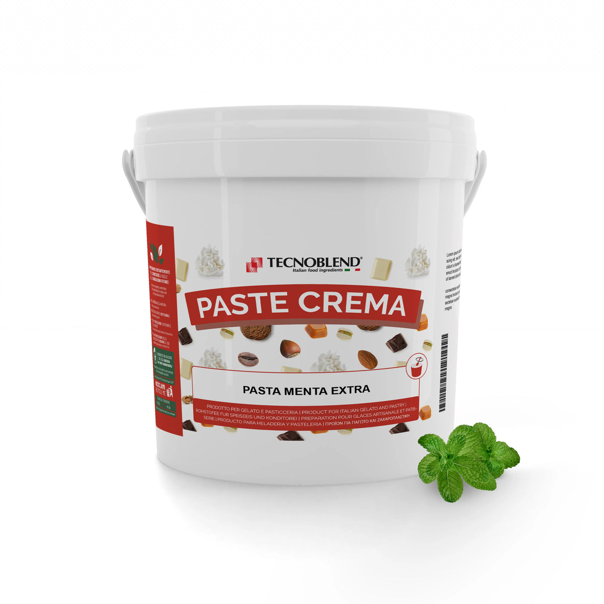 Pasta per gelato, desserts, semifreddi al gusto Menta, senza Lattosio, per Vegani, PASTA MENTA EXTRA