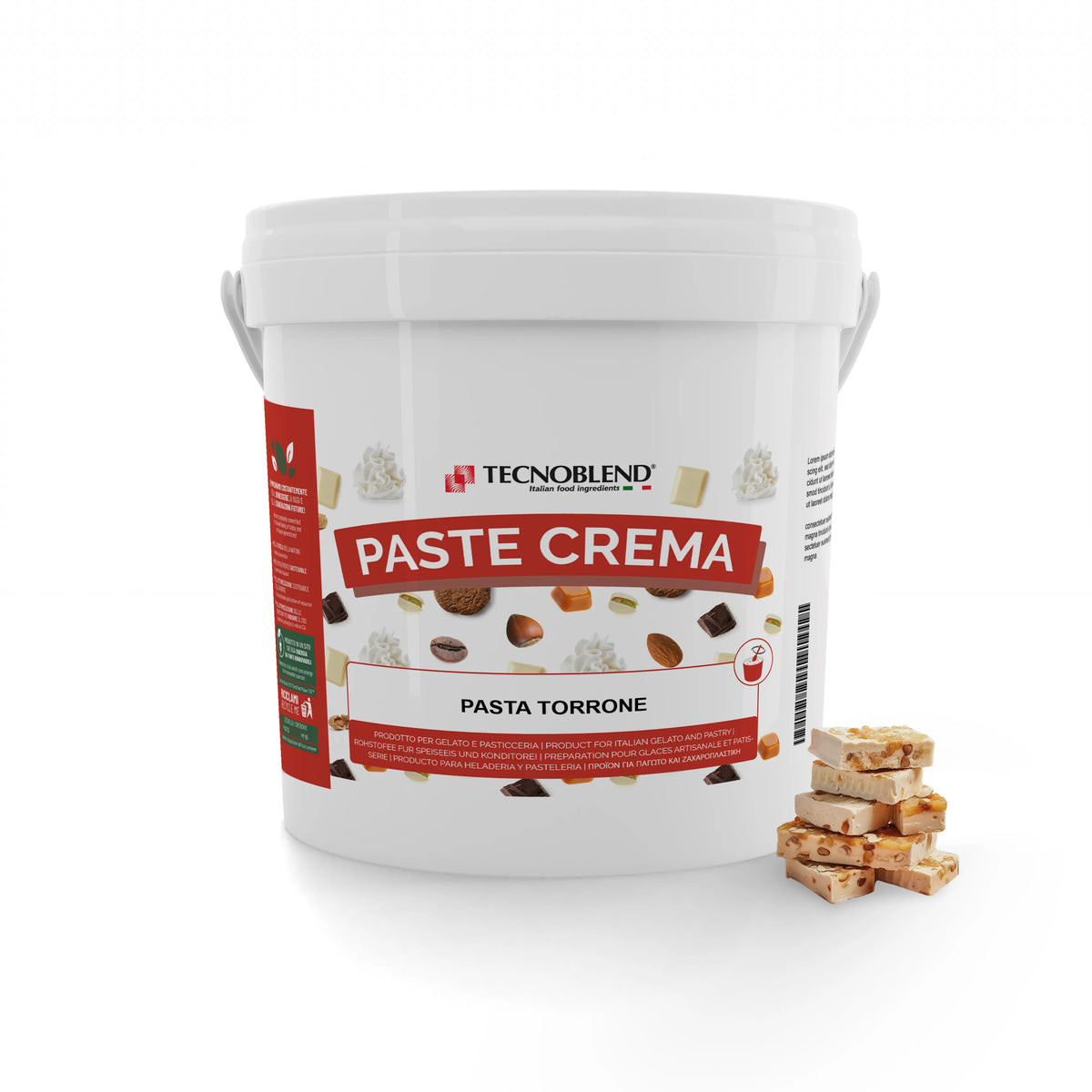 Pasta per gelato, desserts, semifreddi, senza Lattosio, per Vegani, PASTA TORRONE