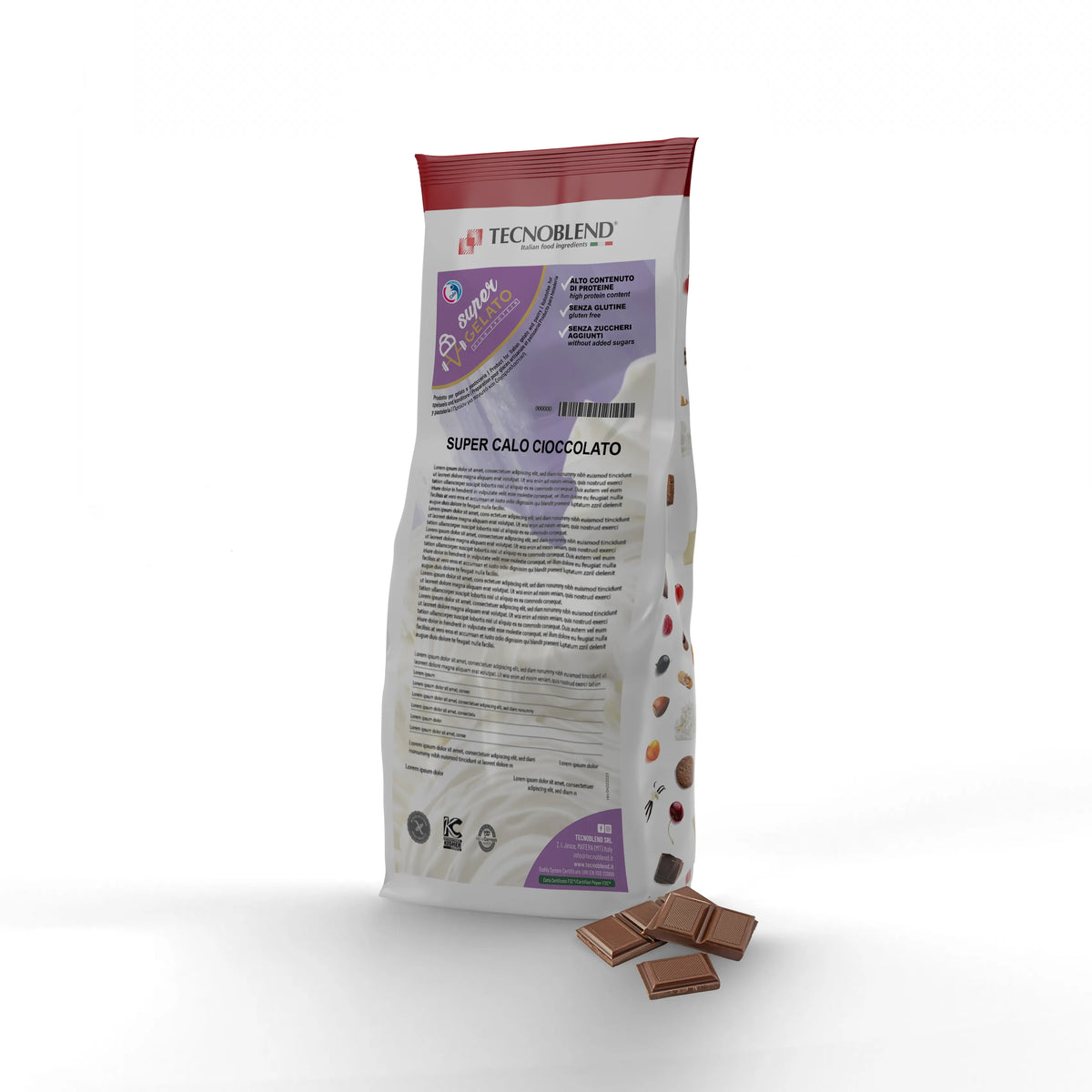 1,5 kg Preparato per gelato Cioccolato ad alto contenuto proteico e senza zuccheri aggiunti - SUPERCALO CIOCCOLATO