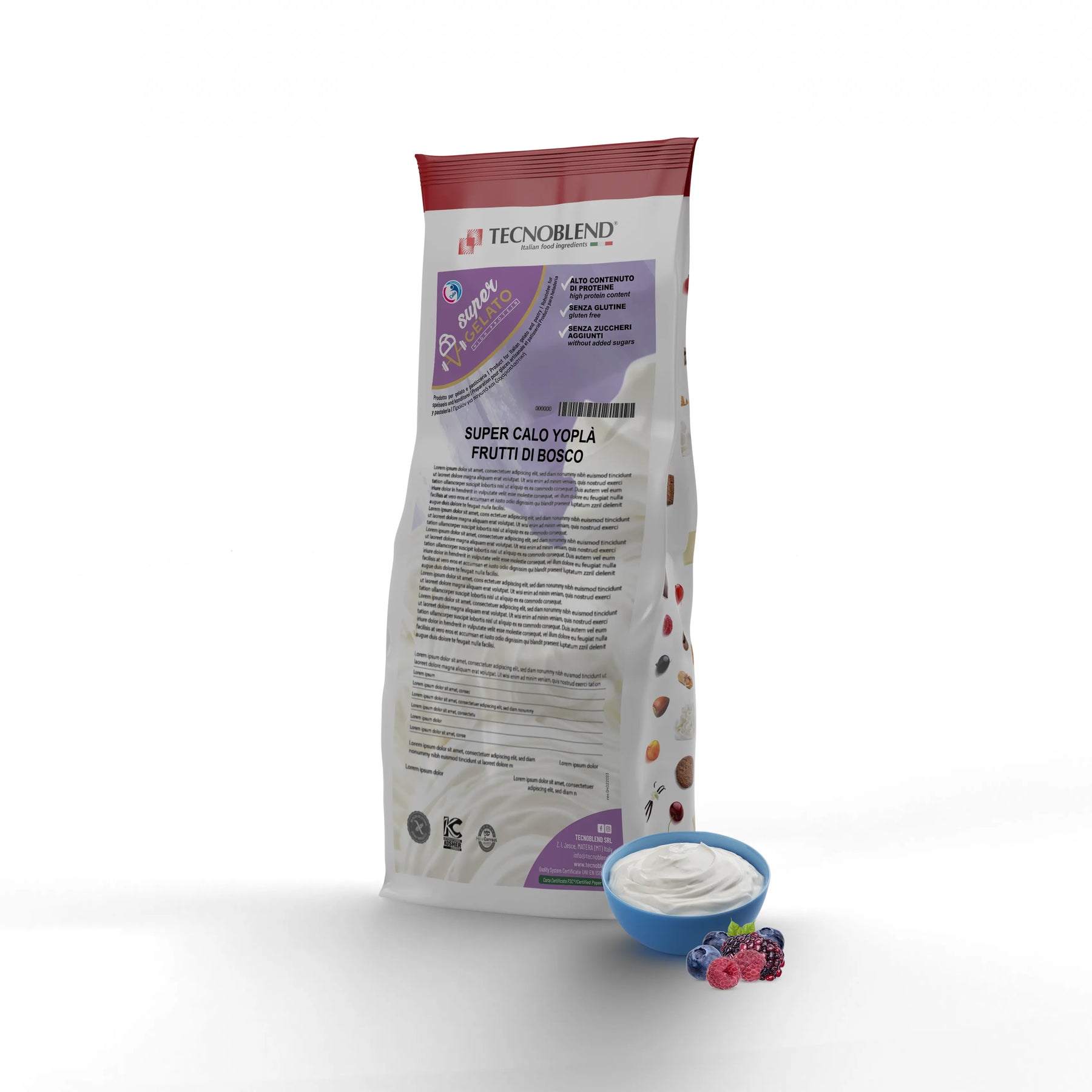 1,5 kg Preparato per Gelato allo Yogurt e frutti di bosco, ad alto Contenuto Proteico e Senza Zuccheri Aggiunti - SUPER CALO YOPLA