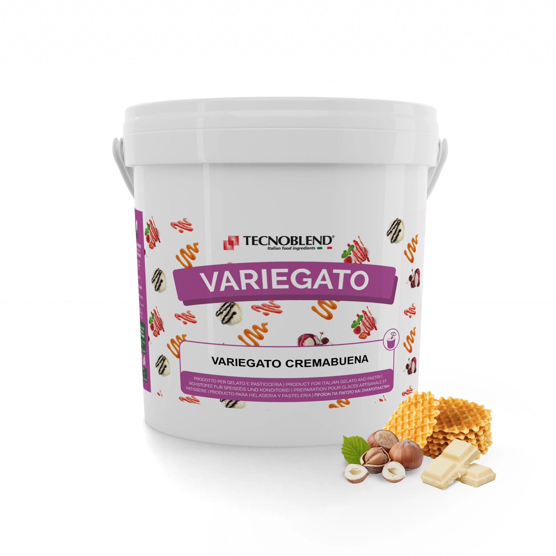 Variegato al Cioccolato Bianco e Nocciola per Gelati e Desserts, VARIEGATO CREMABUENA