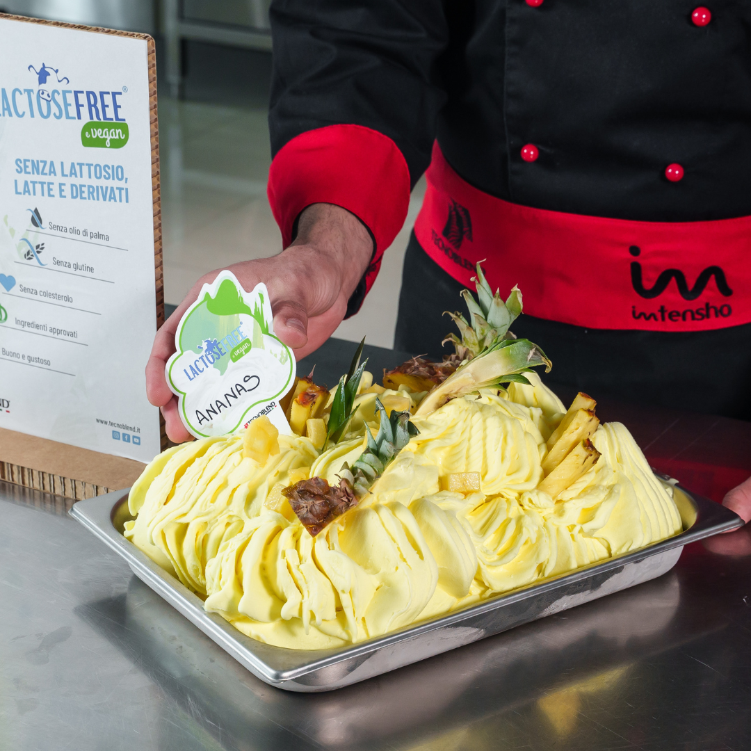 1,25 kg Preparato per Gelato all'Ananas con pezzi, senza lattosio, per vegani