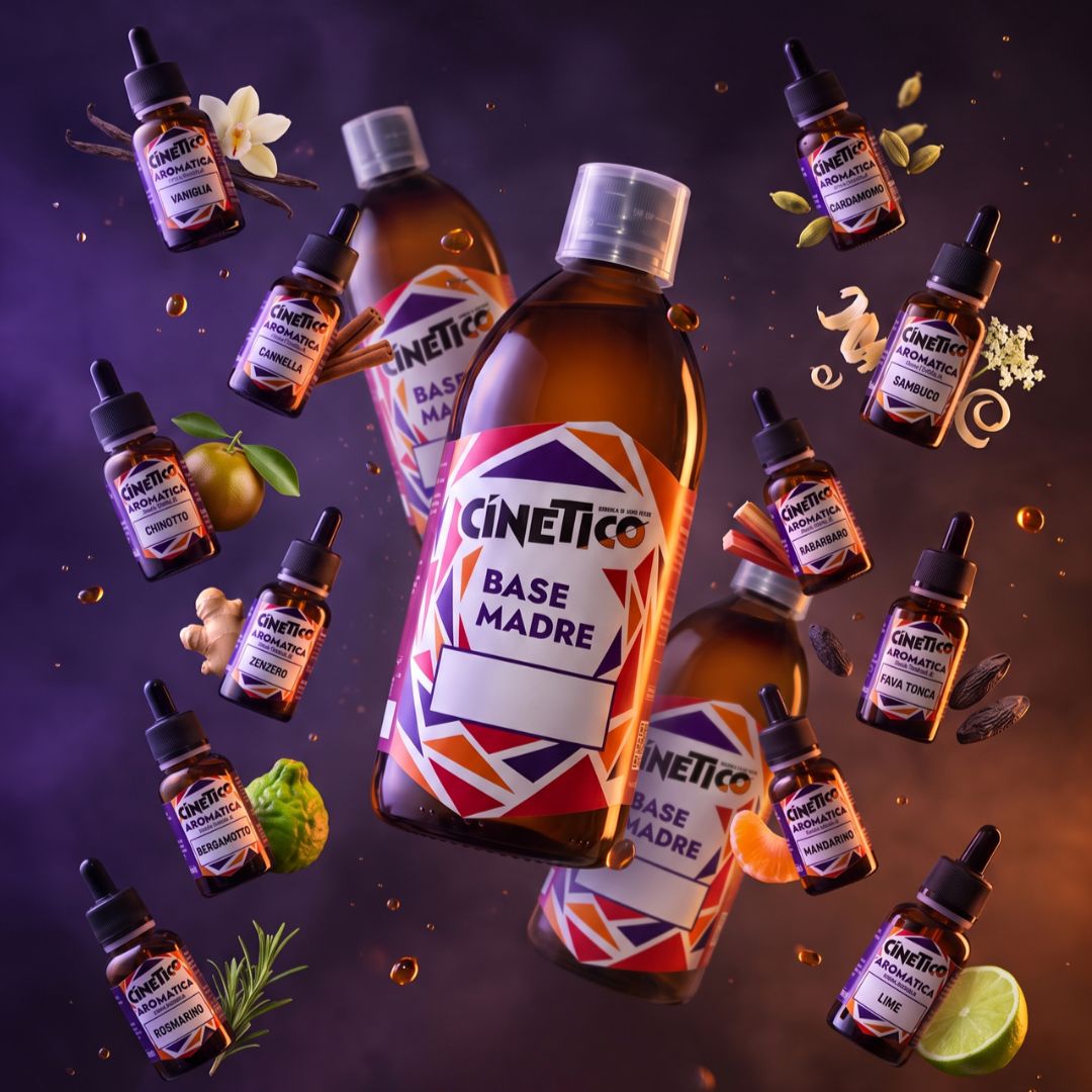 Master Set CINETICO, Sistema Completo per Mixology, 3 Basi Madri + 12 Aromatiche