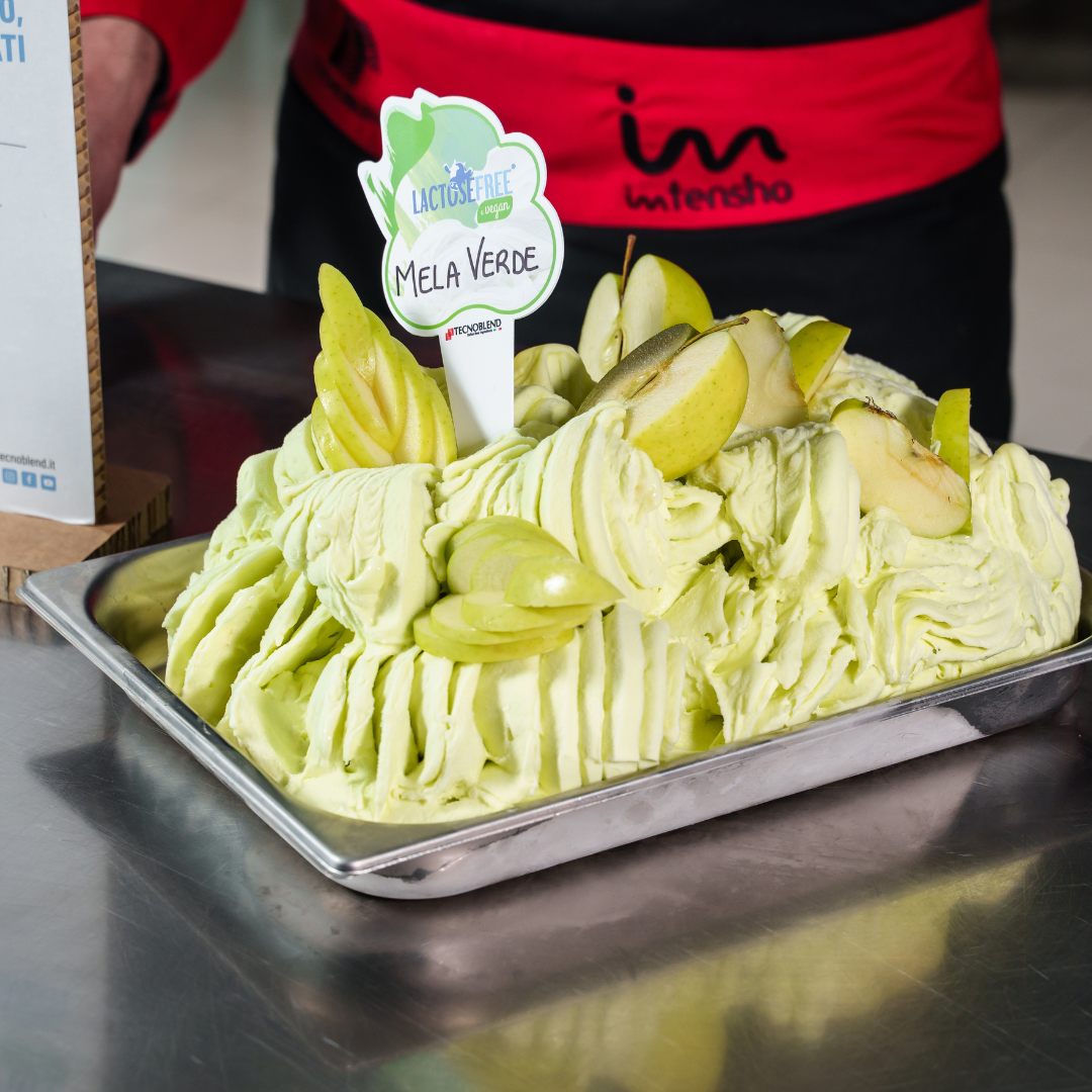 1,25 kg Preparato per Gelato alla Mela Verde con pezzi, senza lattosio, per vegani