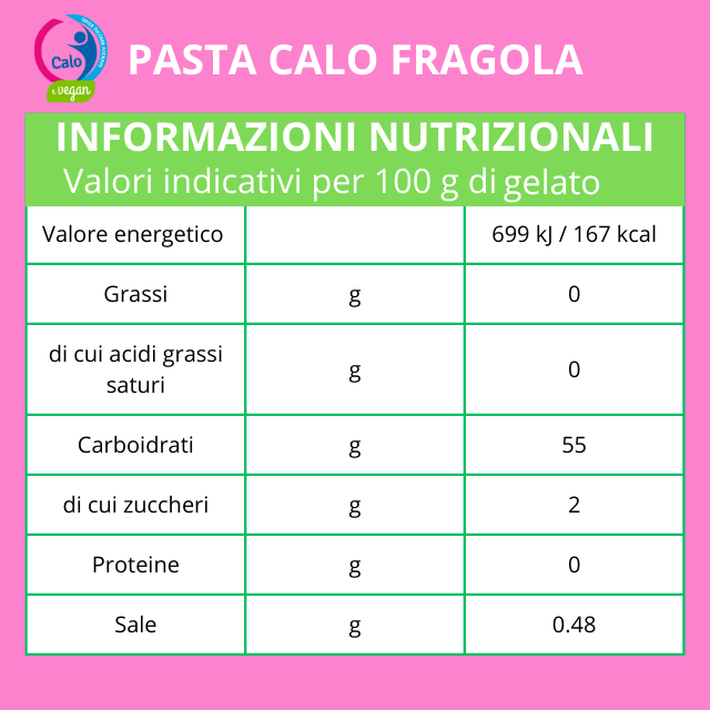 Pasta per gelato alla fragola senza zuccheri aggiunti, senza glutine, per vegani , PASTA CALO FRAGOLA