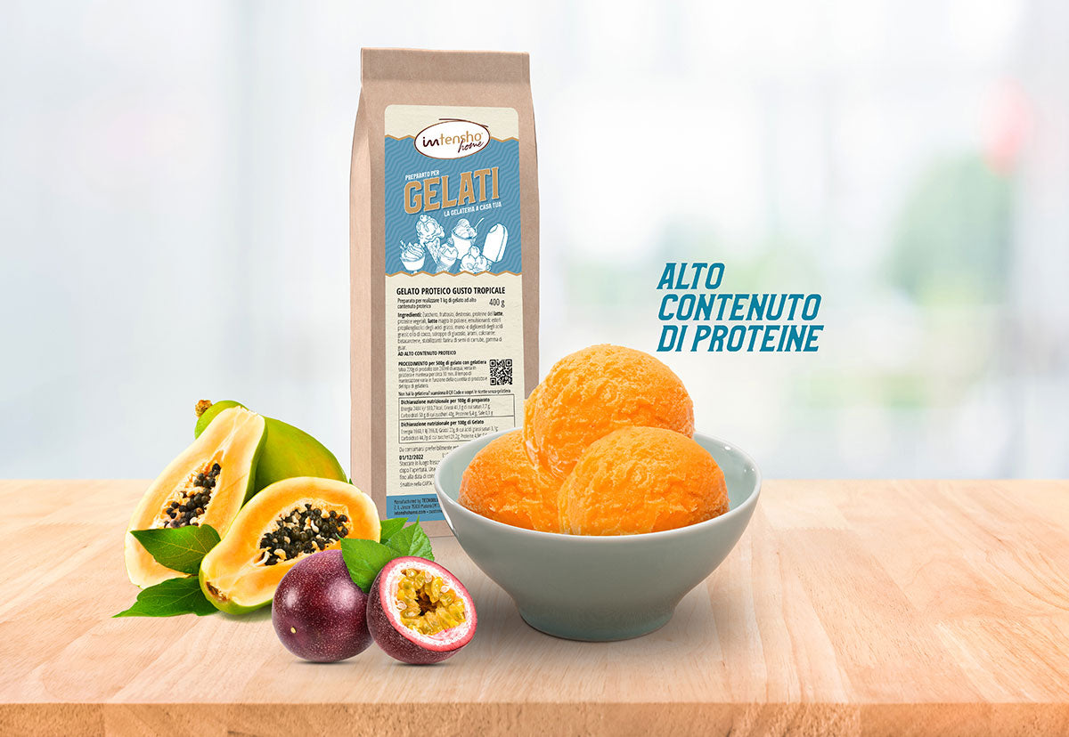 400g Preparato per gelato al gusto Frutti Esotici ad alto contenuto proteico