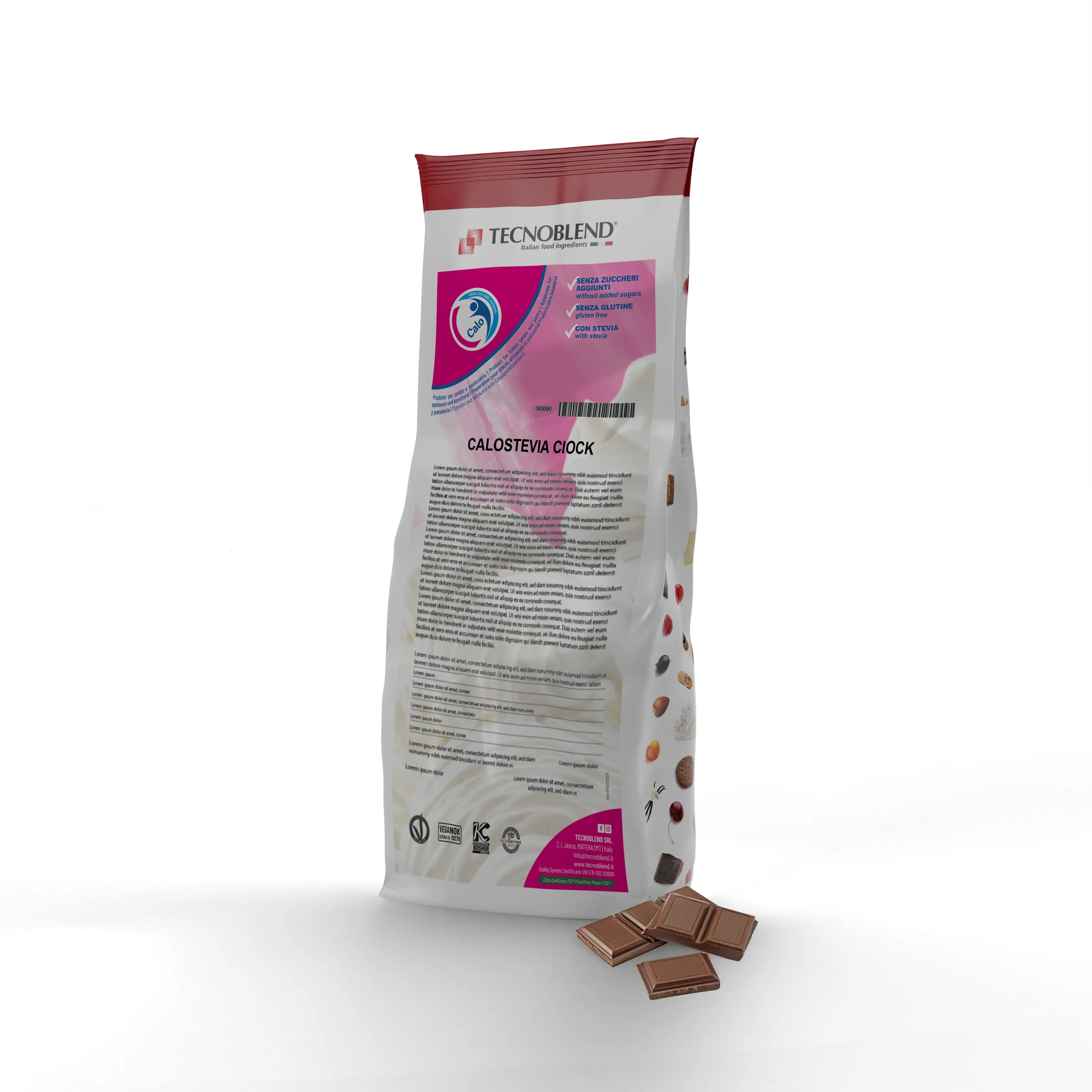1,5 kg Preparato per Gelato al Cioccolato al Latte, Senza Zuccheri Aggiunti - CALOSTEVIA CIOCK