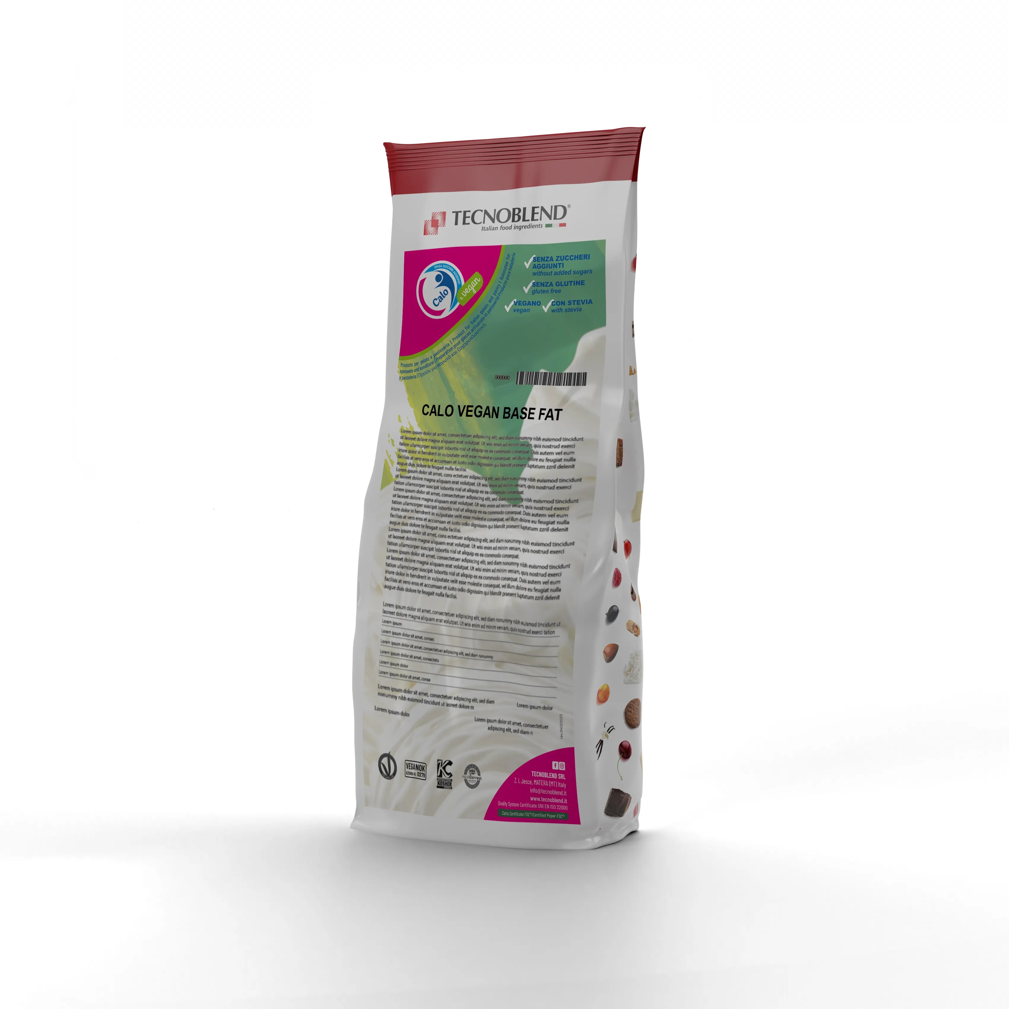 1,5 kg Semilavorato in polvere, gelati vegani, CALO VEGAN BASE FAT C/F