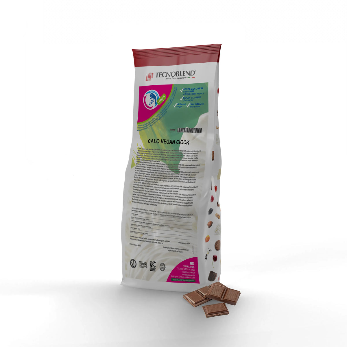 1,5 kg Preparato per Gelato al Cioccolato senza Lattosio, Vegan e Senza Zuccheri Aggiunti - CALO VEGAN CIOCK
