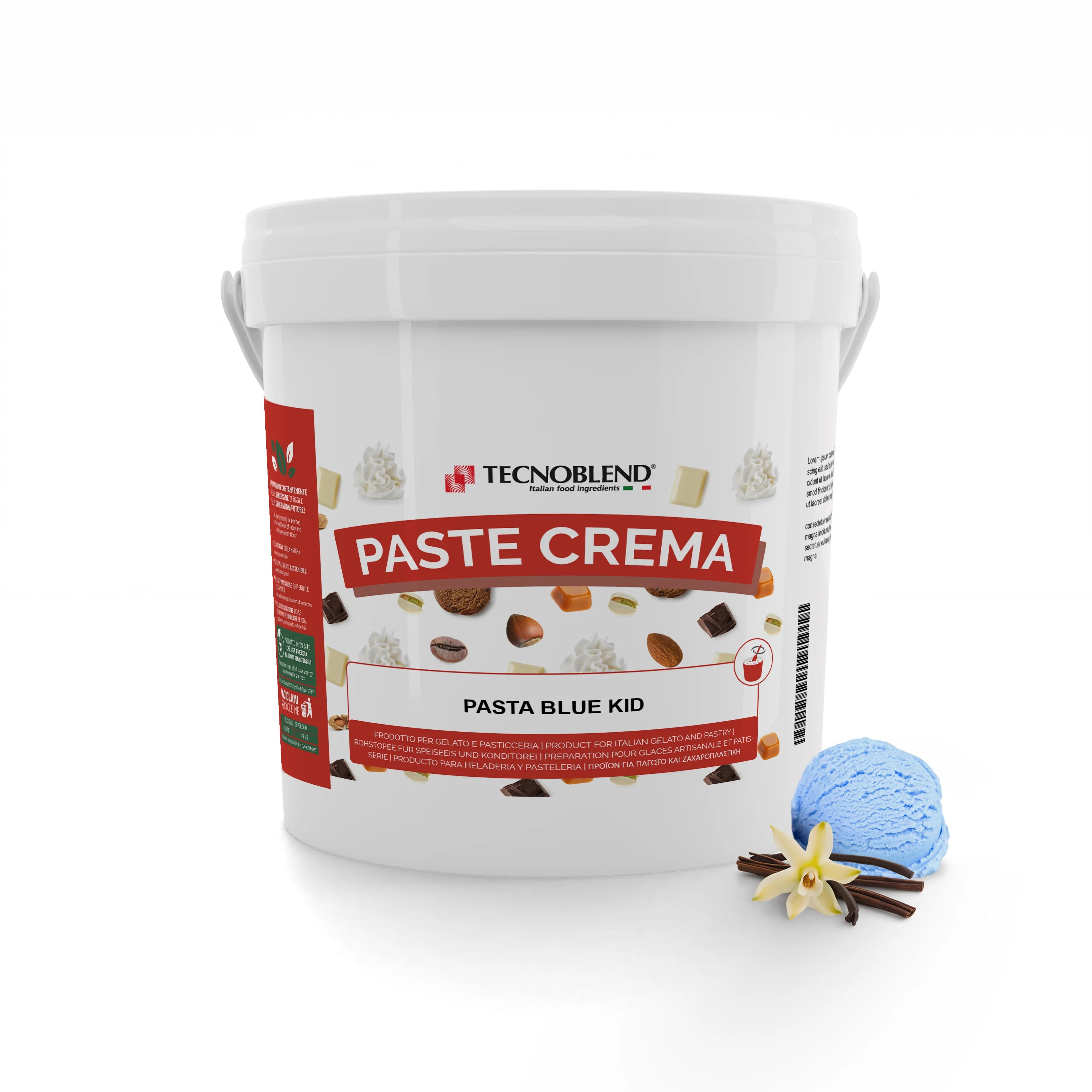 Pasta per gelato, desserts, semifreddi al gusto VANIGLIA, senza Lattosio, per Vegani, PASTA BLUE KID
