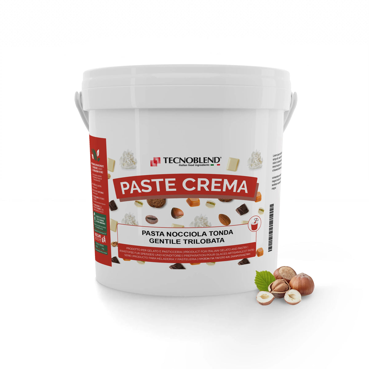 Pasta per gelato, dessert, semifreddi al gusto Nocciola senza Lattosio, per Vegani - Pasta nocciola tonda gentile trilobata