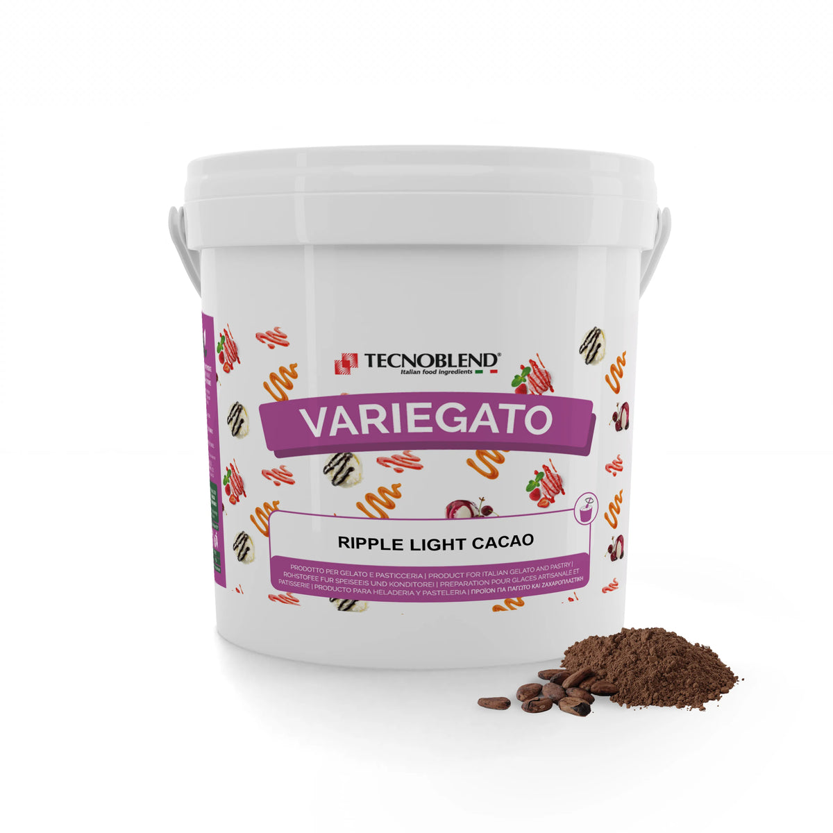 Variegato zuccherino al Cacao e Nocciola per Gelati e Desserts senza zuccheri aggiunti, RIPPLE LIGHT CACAO