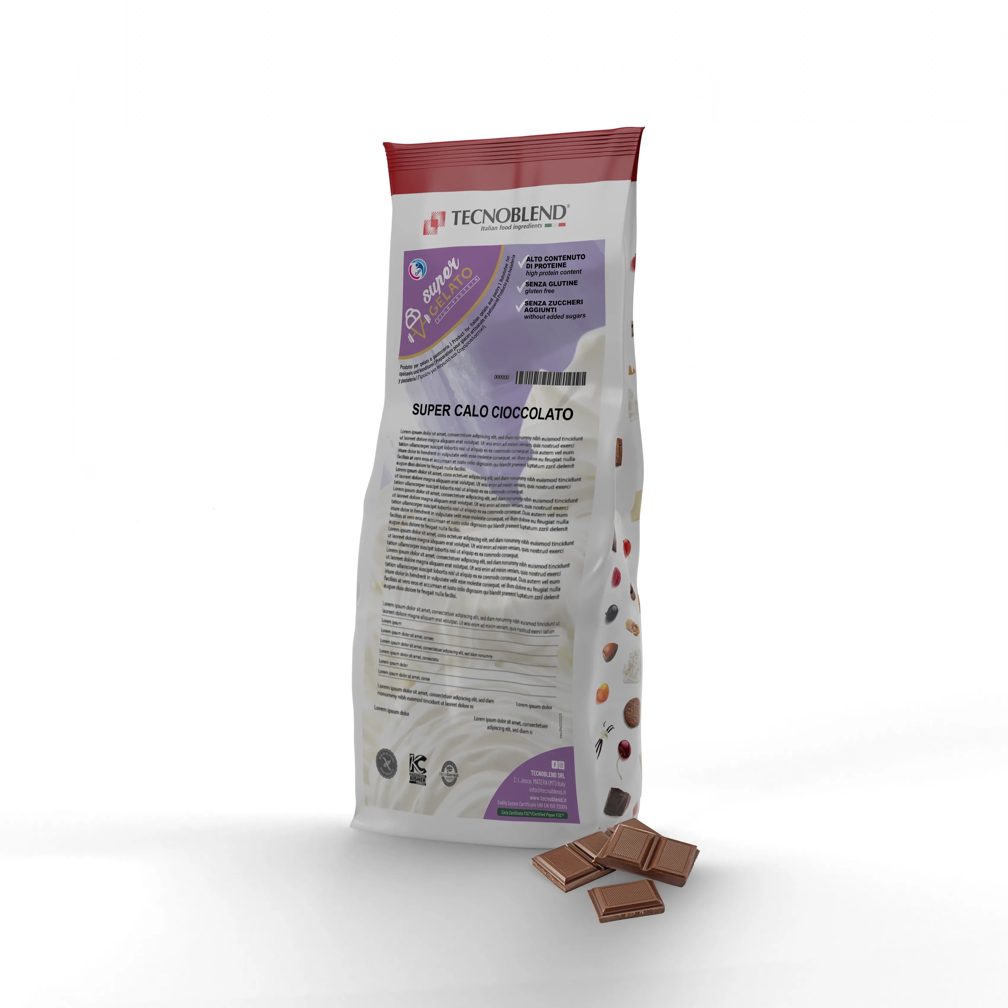 1,5 kg Preparato per gelato Cioccolato ad alto contenuto proteico e senza zuccheri aggiunti - SUPERCALO CIOCCOLATO
