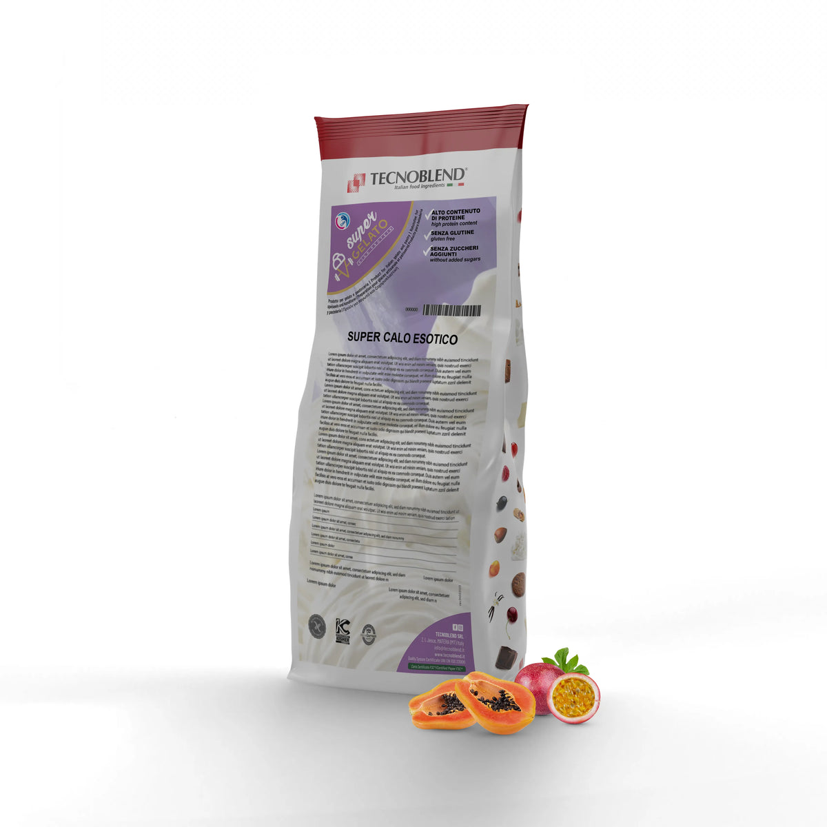 1,5 kg Preparato per Gelato ai Frutti Esotici, ad alto Contenuto Proteico e Senza Zuccheri Aggiunti - SUPER CALO ESOTICO