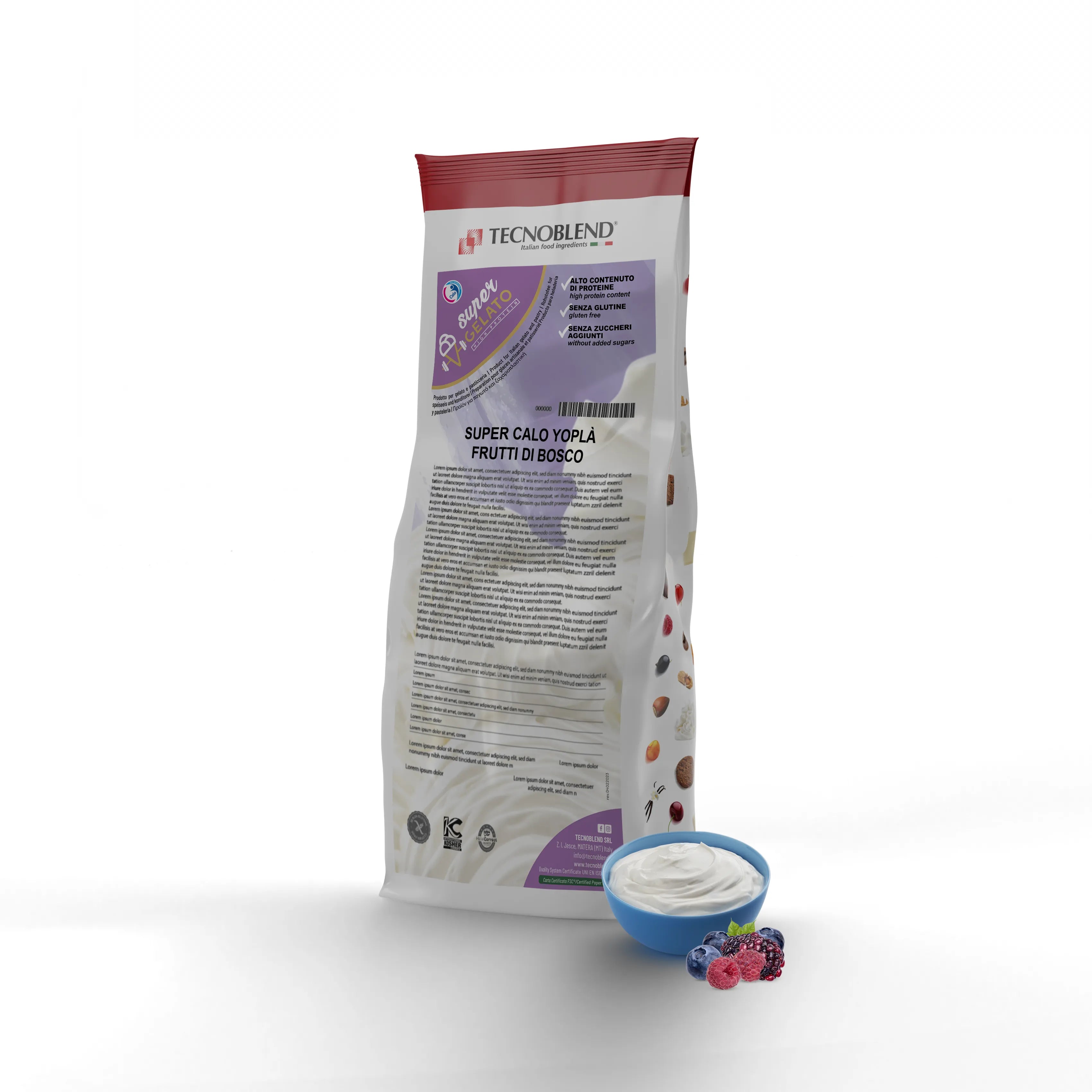 1,5 kg Preparato per Gelato allo Yogurt e frutti di bosco, ad alto Contenuto Proteico e Senza Zuccheri Aggiunti - SUPER CALO YOPLA
