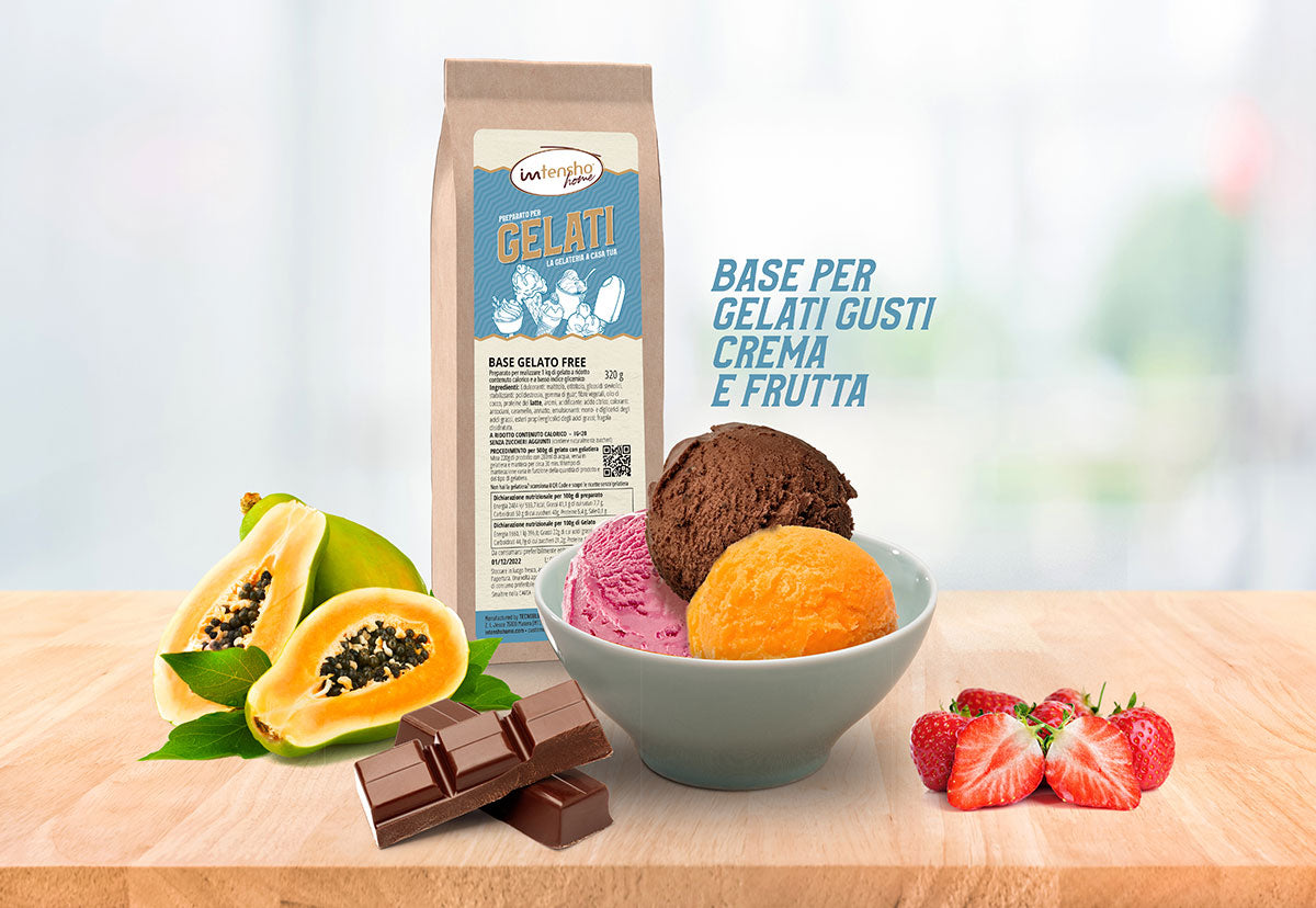 400g Base Gelato per realizzare gelati crema e frutta vegani e senza lattosio.
